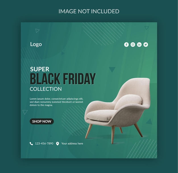 Black friday super sale social media post und instagram post vorlage