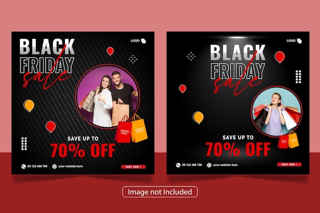 Black Friday Super Sale Social Media Post Vorlage für Mode