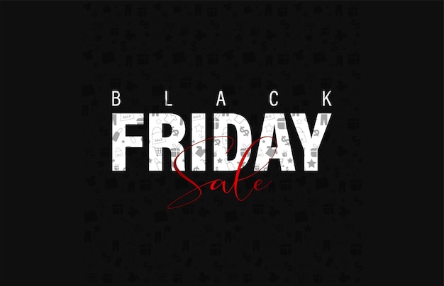 Black friday-verkauf auf schwarzem hintergrund. vektorillustration. webseite, banner.