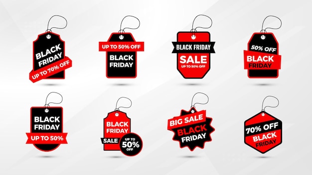 Vektor black friday verkauf tag-sammlung besonderes rabattangebot design black friday rabatt banner design