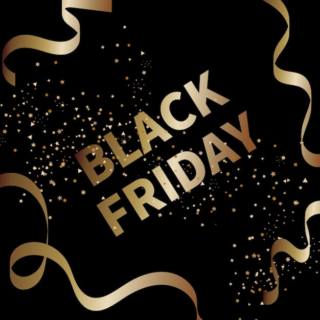 Black friday-verkaufsbanner mit goldband verziert.