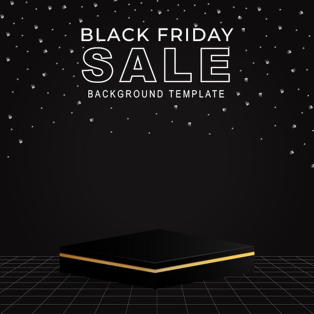 Black friday-verkaufsbanner-werbung mit produktpräsentationspodium