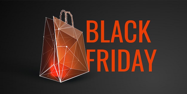 Black friday-verkaufsfahne mit niedriger polyart