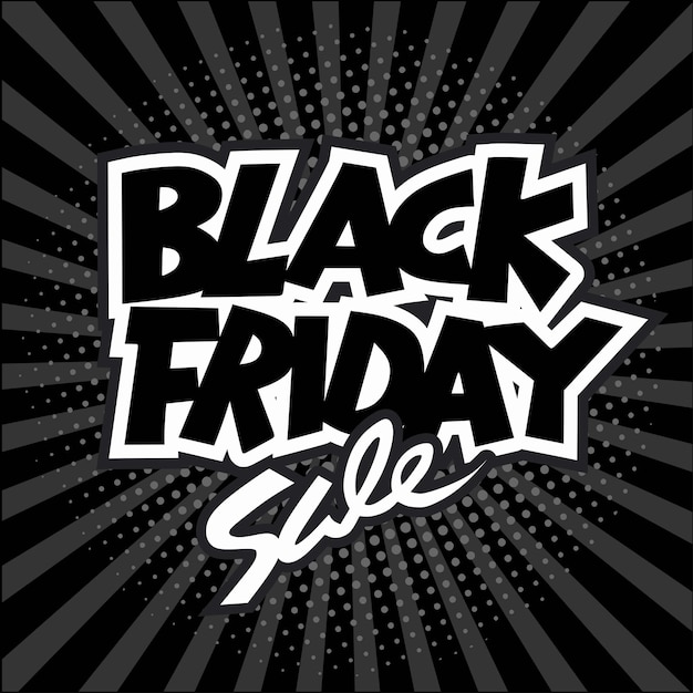 Vektor black friday-verkaufsplakat im retro-popart-stil