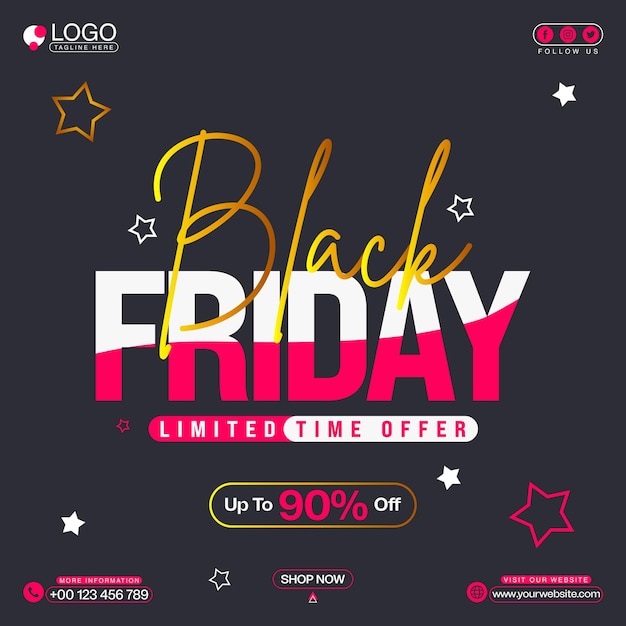 Black Friday Zeitlich begrenztes Angebot Social Media Post Template Banner Design