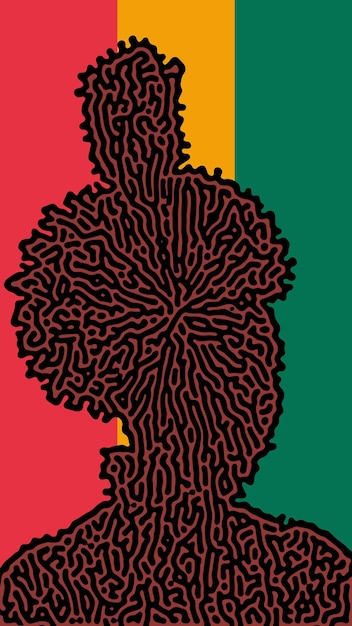 Black history month abstract hintergrund mit silhouette einer afrikanischen frau