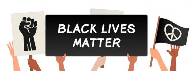 Black lives matter, hände halten proteste banner vektor-illustration