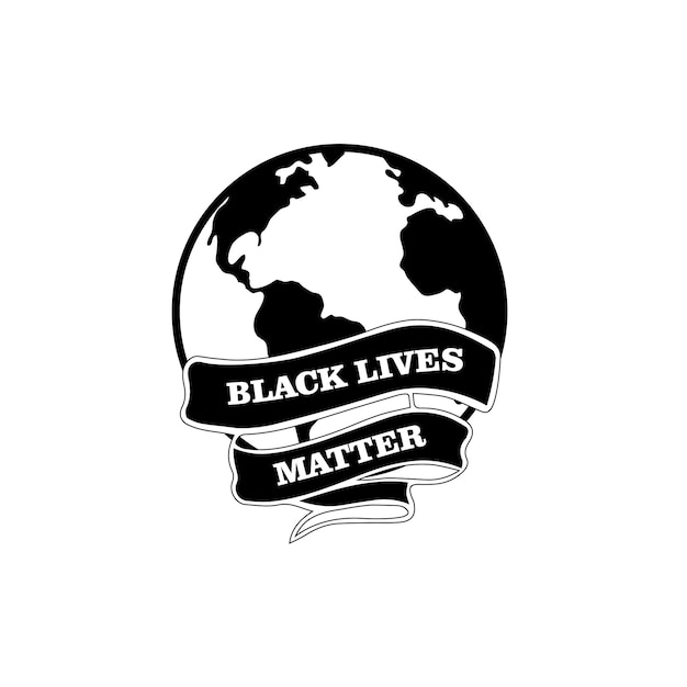 Black lives matter-symbol umkreist die erde, vektorillustration. protest gegen rassismus