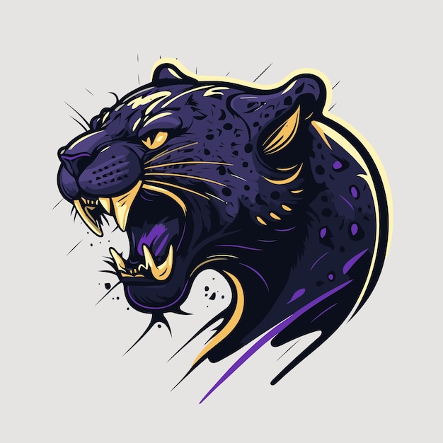 Black Panther Gesicht Logo Maskottchen Symbol Wildtier Charakter Vektor-Logo