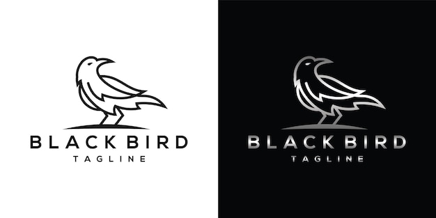 Black raven strichgrafik-logo