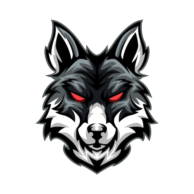 BLACK WITH WOLF HEAD VECTOR ILLUSTRATION