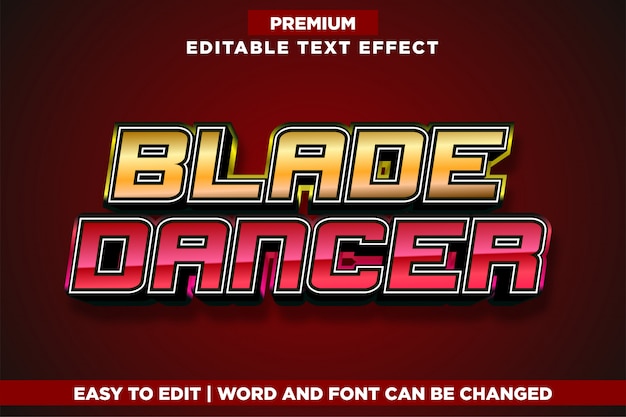 Vektor blade dancer, bearbeitbarer texteffekt im logo-stil