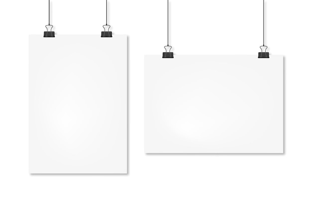 Blätter a4 hängender Mockup-Set-Vektor isoliert