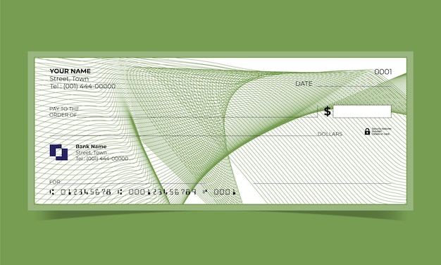 Vektor blankoscheck, bankscheckdesign, vektorformat