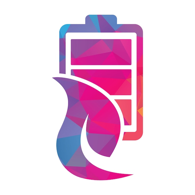 Blatt-batterie-logo-design-vektorsymbol vorlage für öko-natur und batterie-logo