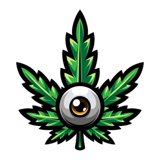 Vektor blatt-cannabis und das menschliche auge, hanf-symbol. medizinisches marihuana.