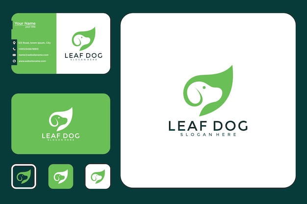 Blatt-hund-logo-design und visitenkarte