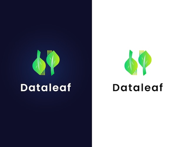 Blatt mit datenzeichen-logo-designvorlage