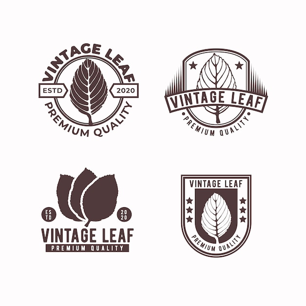 Blatt vintage abzeichen logo design-vorlage