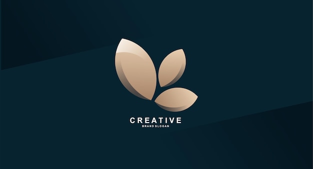 Blattgold-Logo mit einem Blatt auf dunklem Hintergrund