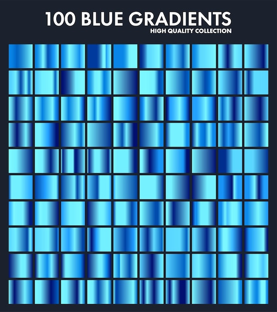 Vektor blau-azur-chrom-gradient-set-muster-schablone wasser-himmel-farben für design-sammlung von hohen