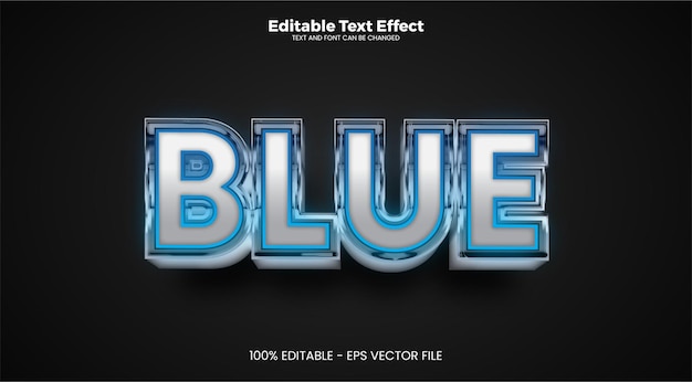 Vektor blau bearbeitbarer texteffekt im modernen trendstil