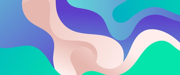 Blau-beige und grünen Vektorgradienten Abstract einfaches Banner mit Wellen- und Flüssigkeitsformen Vektordesign-Layout für Präsentationen Flyer Poster Hintergrund Jahresbericht und Einladungen