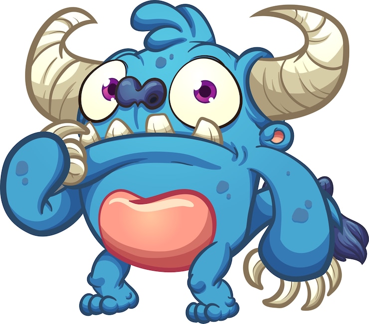 Vektor blau besorgtes monster