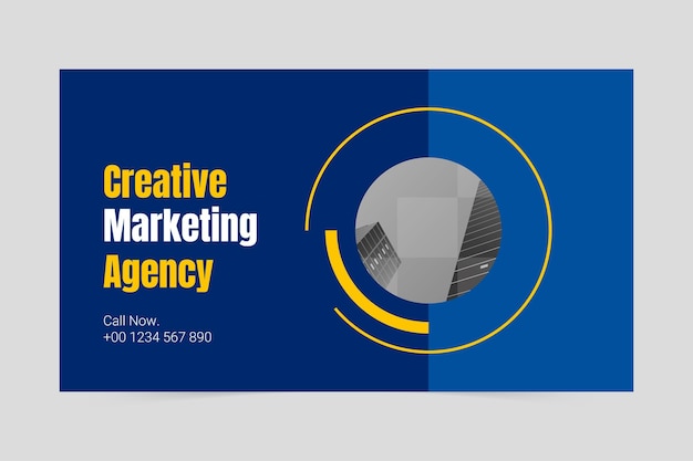 Blau-gelbe Moderne Marketing-Agentur Social-Media-Cover-Vorlage.