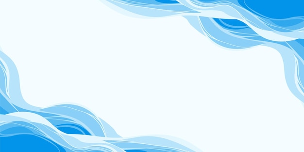 Blau getönte Meereswellen im flachen Cartoon-Stil isoliert gegen einen weißen Hintergrund Banner-Design mit