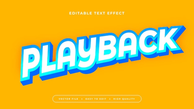 Blau-Orange-Weiß-Wiedergabe 3D-Editierbarer Text-Effekt Schriftart