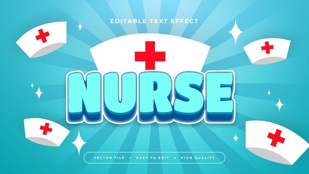 Blau-rot-weiße Krankenschwester 3D-Editierbare Text-Effekt-Schriftart