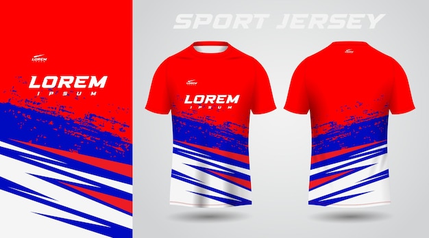 Blau-rotes hemd-sport-jersey-design