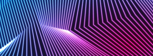 Blau- und lila-neonfarbene gekrümmte Linien technischer Hintergrund