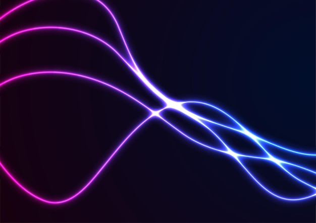 Blau-violettes Neon leuchtend glatte wellenförmige Linien abstrakter Hintergrund