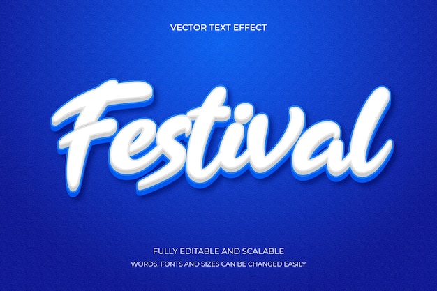 Blau-weißer festival-texteffekt auf blauem hintergrund