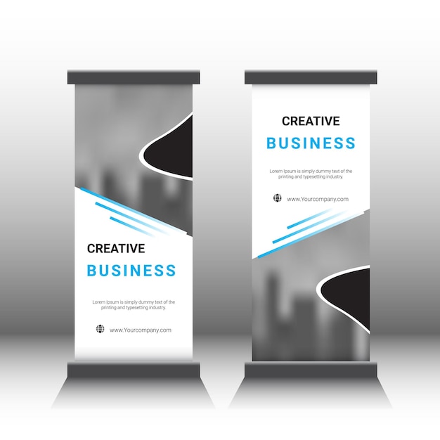 Blau-weißes roll-up-banner-design