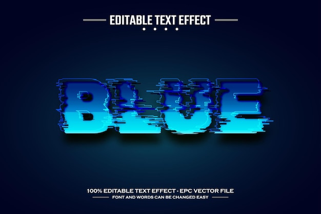 Blaue 3D-Editierbare Texteffektvorlage