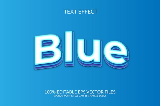 Blaue 3D-veränderliche Vektor-Eps-Text-Effekt-Illustration