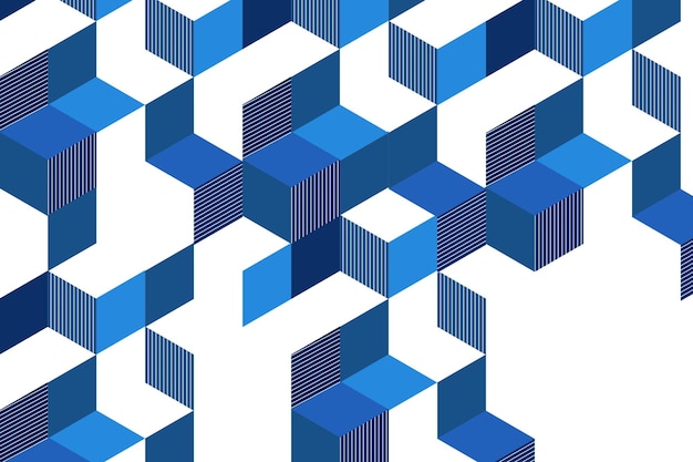Blaue abstrakte Würfel bilden isometrische Muster Design Hintergrund