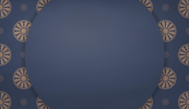 Blaue Bannervorlage mit abstraktem braunem Ornament und Logoraum
