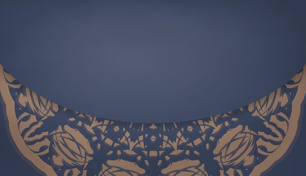 Blaue bannervorlage mit luxuriösem braunem muster und platz für ihr logo oder ihren text