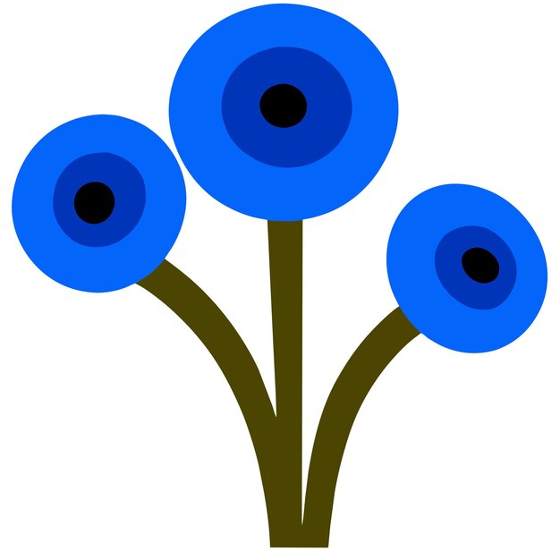 Vektor blaue blüten zweig flachs icon cartoon-pflanze