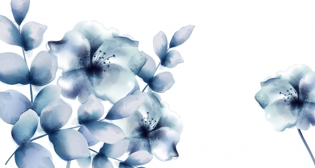 Blaue Blumen Aquarell