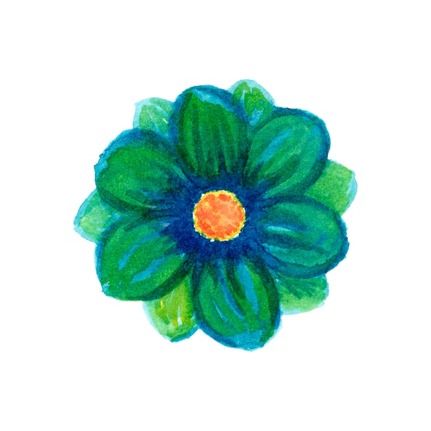 Blaue Blumenaquarellillustration