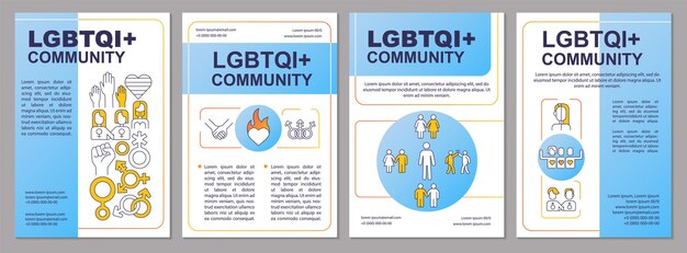 Vektor blaue broschürenvorlage der lgbtqi-community