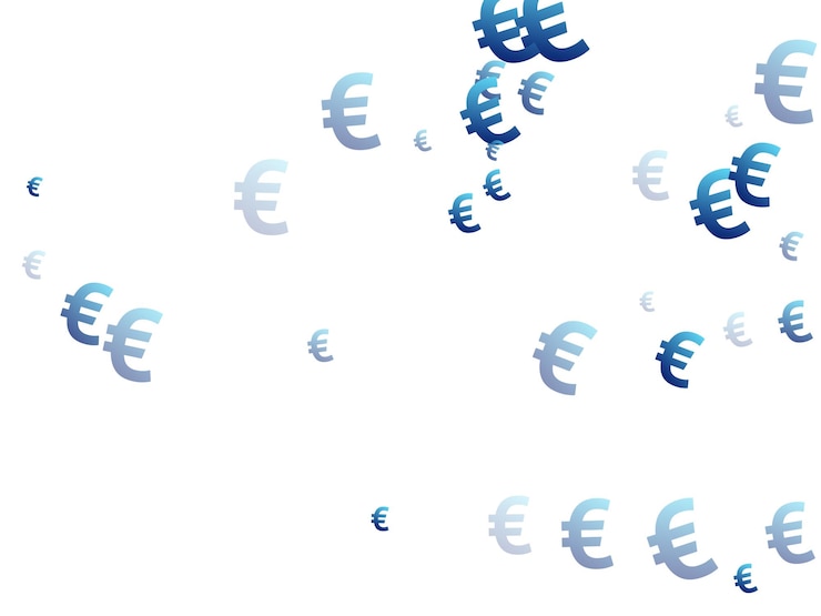 Vektor blaue eurosymbole streuen geldvektor
