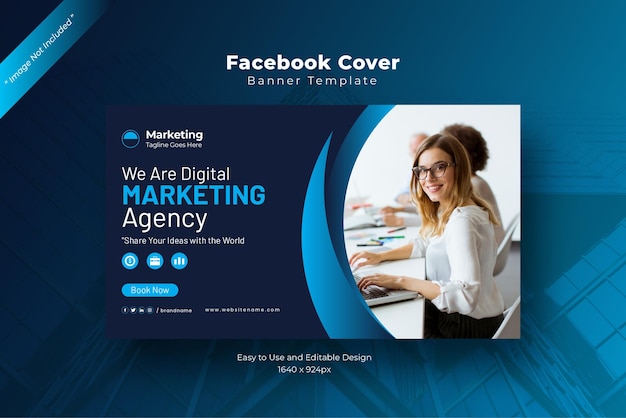 Vektor blaue facebook-cover der digitalen marketingagentur