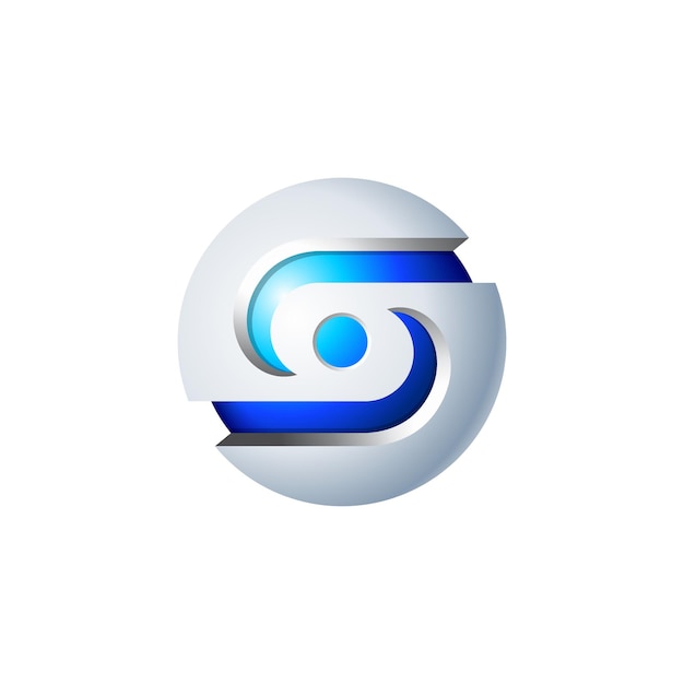 Blaue Farbe im Logo-Design der silbernen Kugel