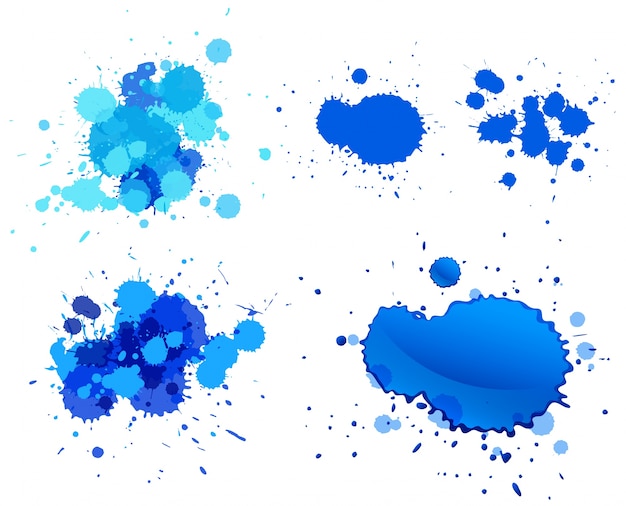 Vektor blaue farbe spritzt auf weißem hintergrund